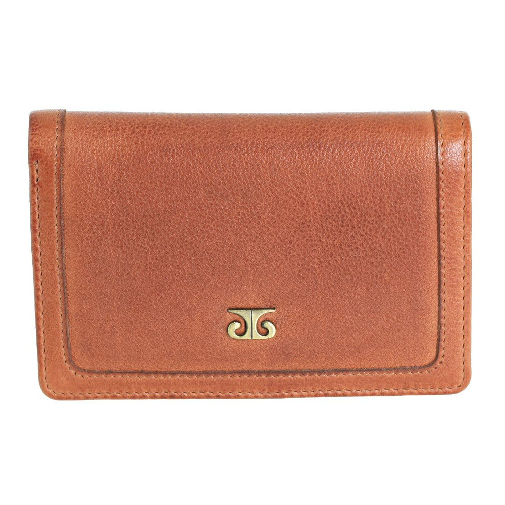 Pierre Cardin Ladies Leather Snap Button Bi-Fold Wallet - Cognac