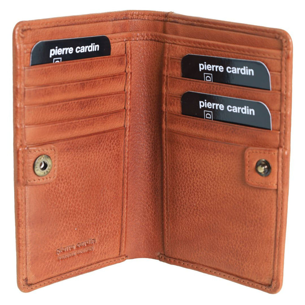 Pierre Cardin Ladies Leather Snap Button Bi-Fold Wallet - Cognac