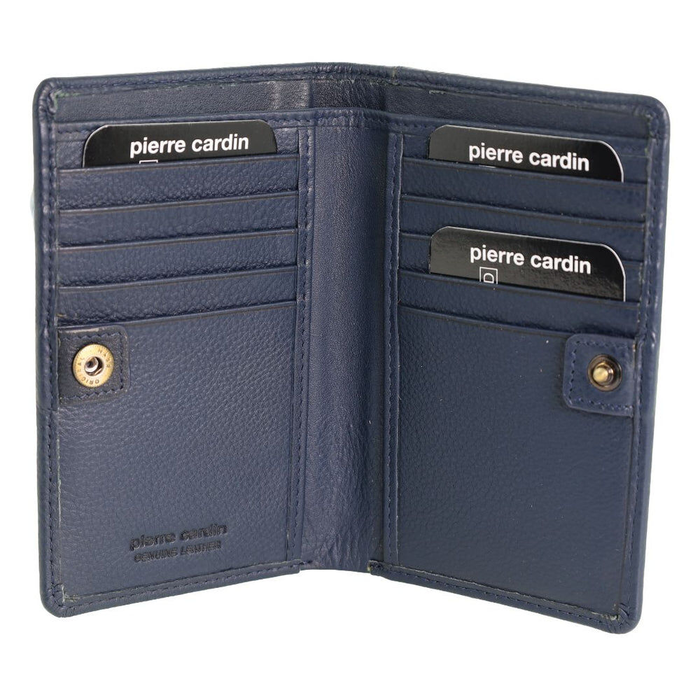 Pierre Cardin Ladies Leather Snap Button Bi-Fold Wallet - Navy