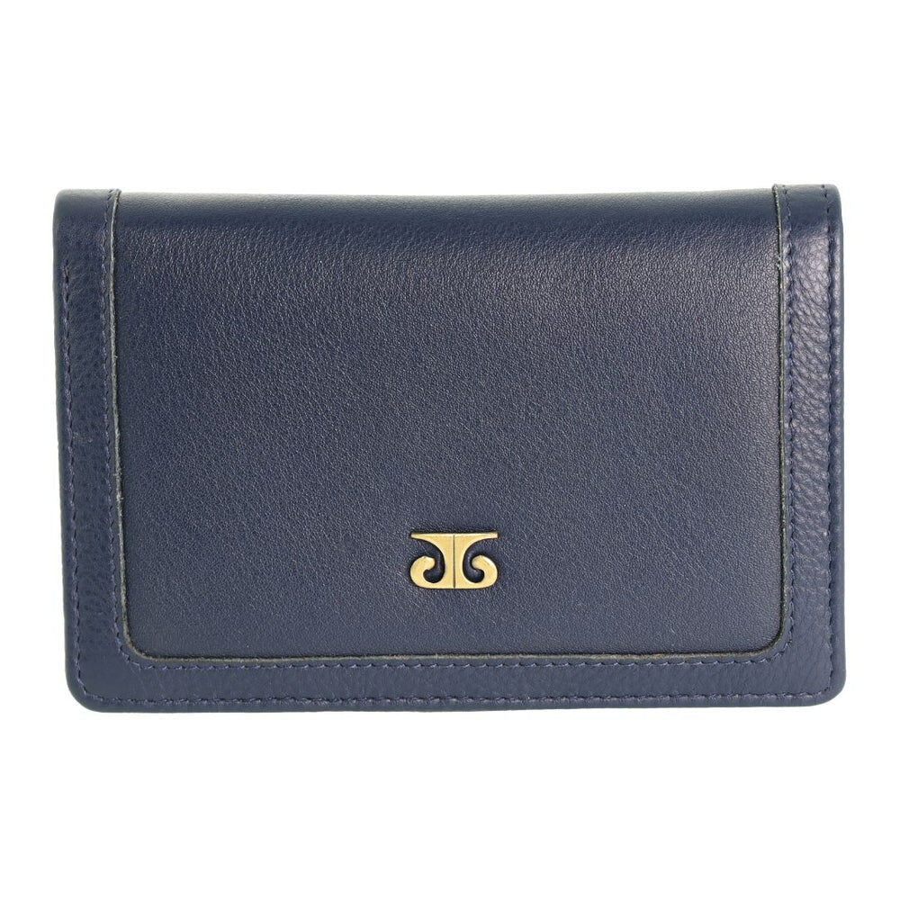 Pierre Cardin Ladies Leather Snap Button Bi-Fold Wallet - Navy