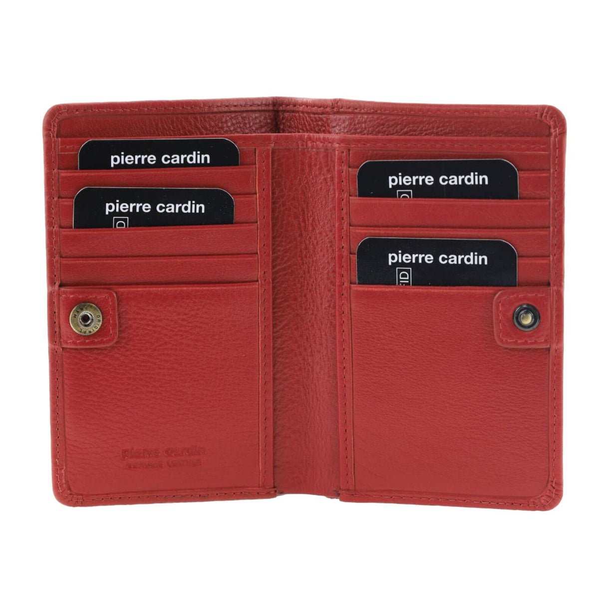 Pierre Cardin Ladies Leather Snap Button Bi-Fold Wallet - Red