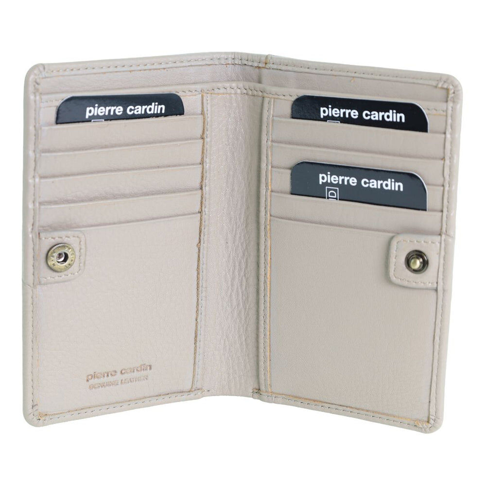 Pierre Cardin Ladies Leather Snap Button Bi-Fold Wallet - Taupe