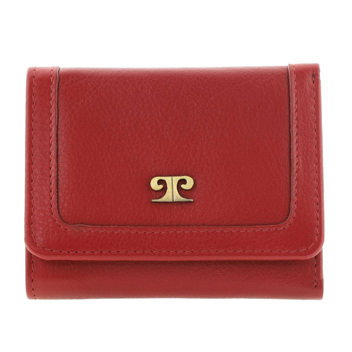 Pierre Cardin Ladies Leather Snap Button Tri-Fold Wallet - Red