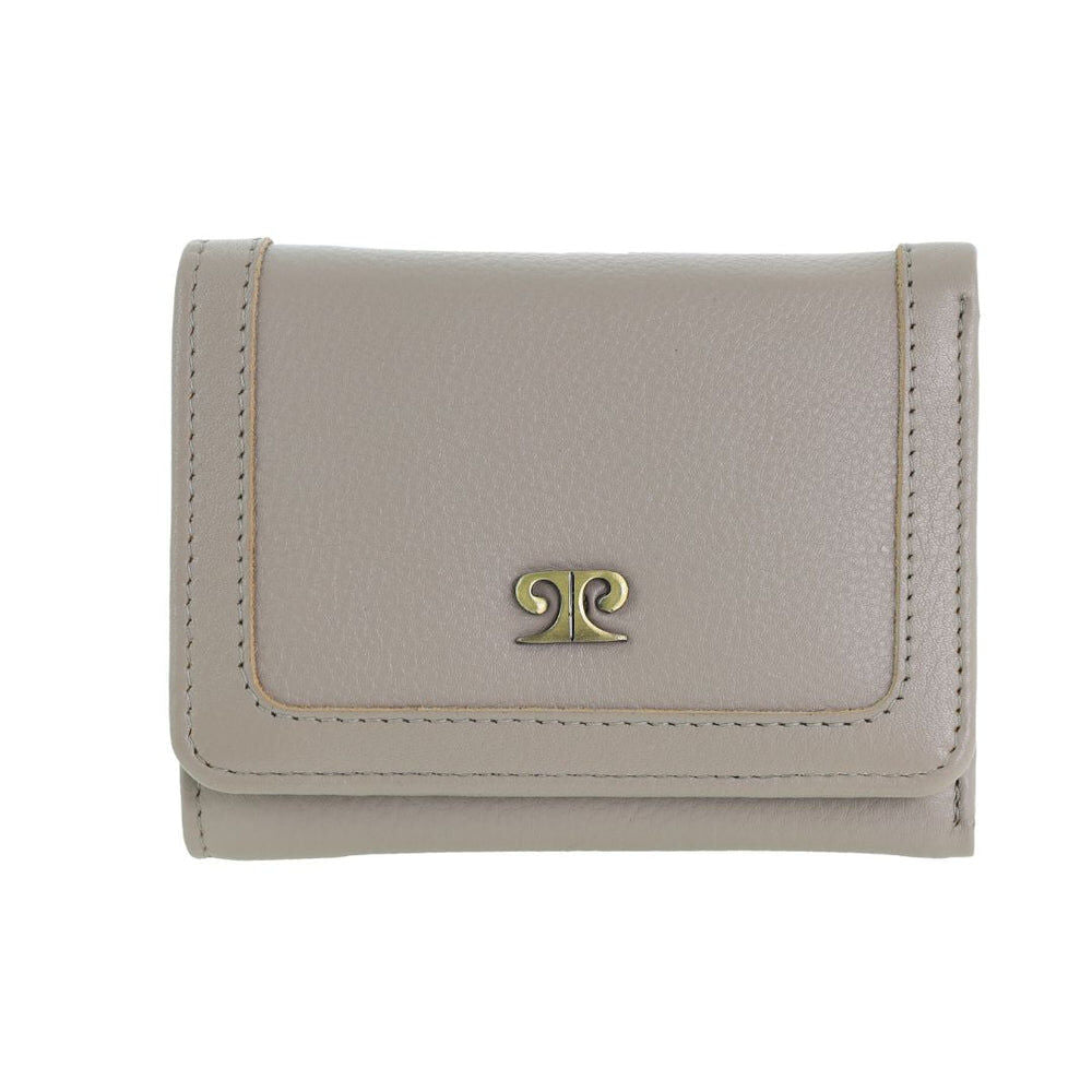 Pierre Cardin Ladies Leather Snap Button Tri-Fold Wallet - Taupe