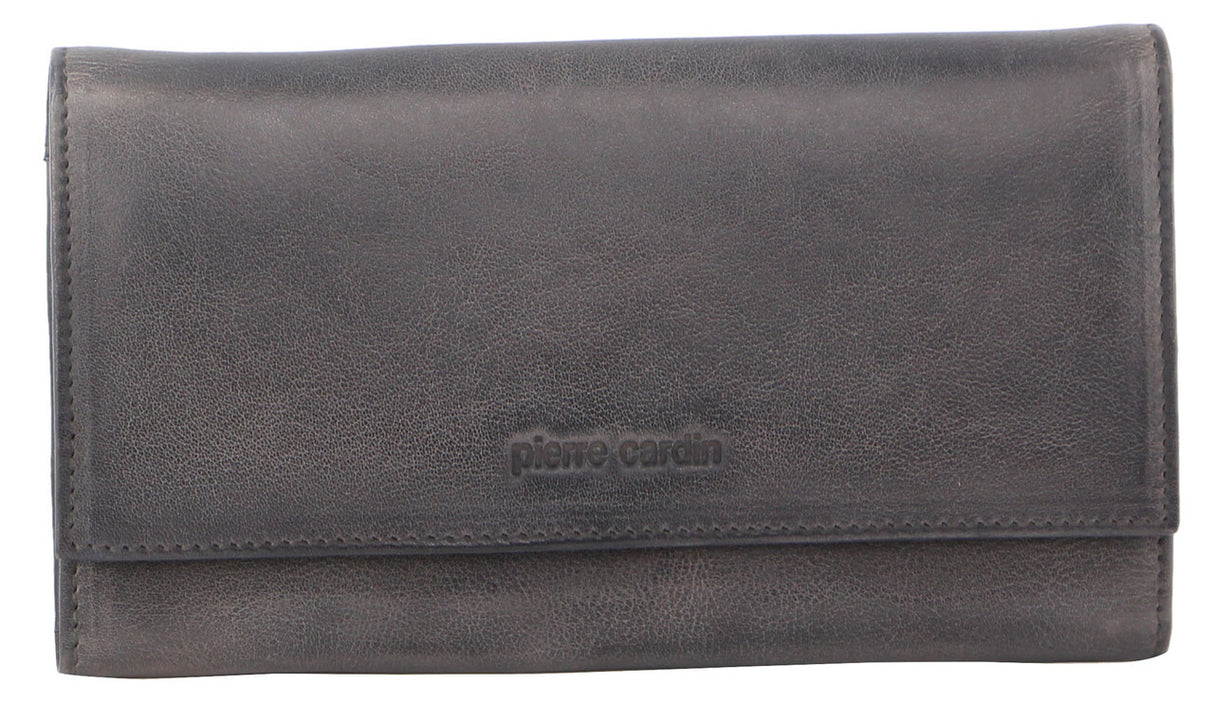 Pierre Cardin Womens Soft Italian Leather RFID Purse Wallet - Black