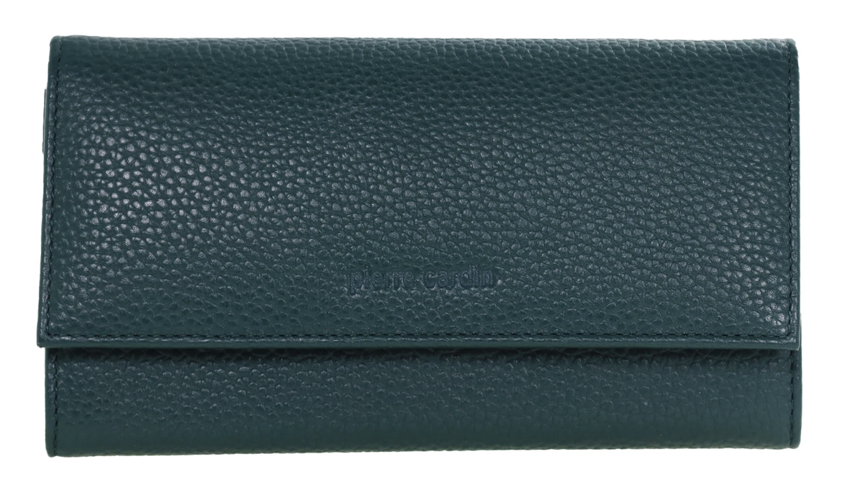 Pierre Cardin Ladies Womens Soft Italian Leather RFID Purse Wallet - Green