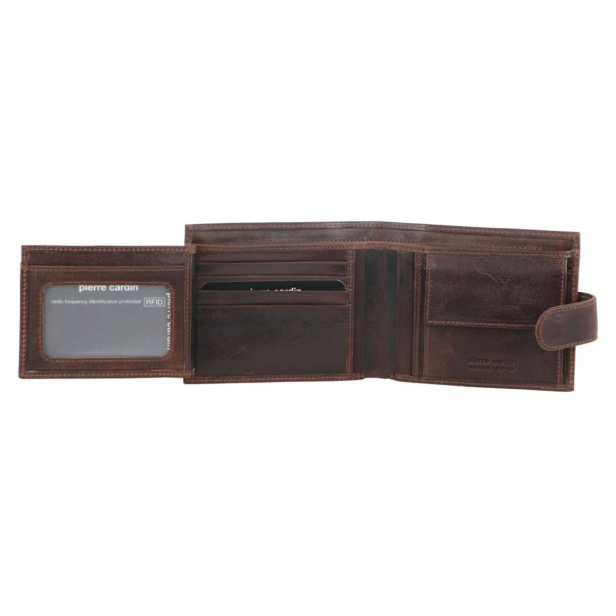 Pierre Cardin RFID Mens Wallet Bi-Fold Genuine Italian Leather w GIFT BOX - Brown
