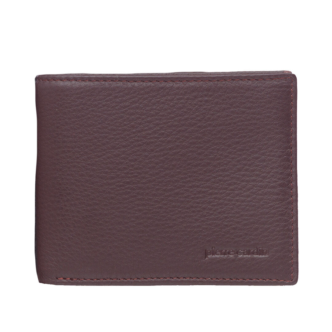 Pierre Cardin Mens Genuine Italian Leather Wallet Removable Coin Purse - Brown