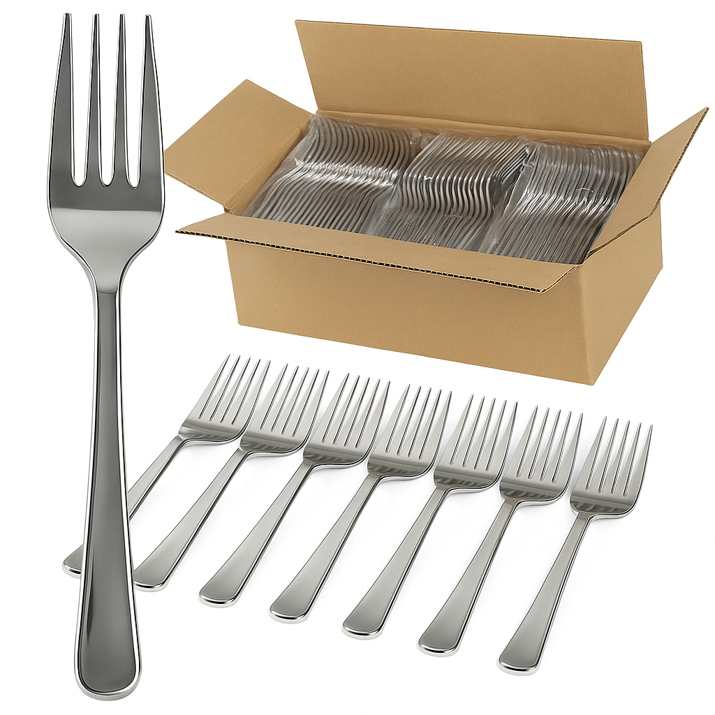 1200x Reusable & Disposable Silver Plastic Forks - BPA Free Cutlery (Bulk)