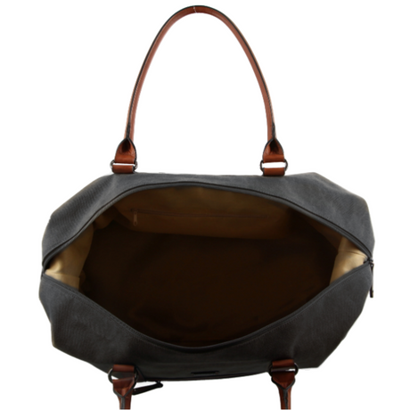Pierre Cardin Canvas Overnight Bag Business Travel Luggage Weekend Duffle Unisex - Black
