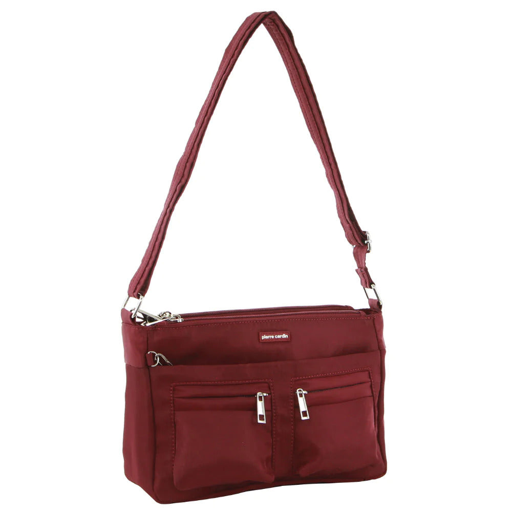 2pc Pierre Cardin RFID Crossbody Bag Set - Wine & Turquoise (Slash Proof)
