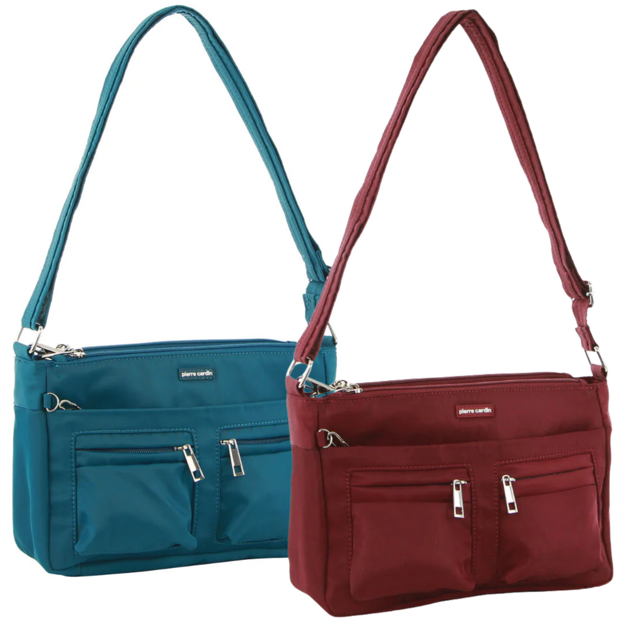 2pc Pierre Cardin RFID Crossbody Bag Set - Wine & Turquoise (Slash Proof)