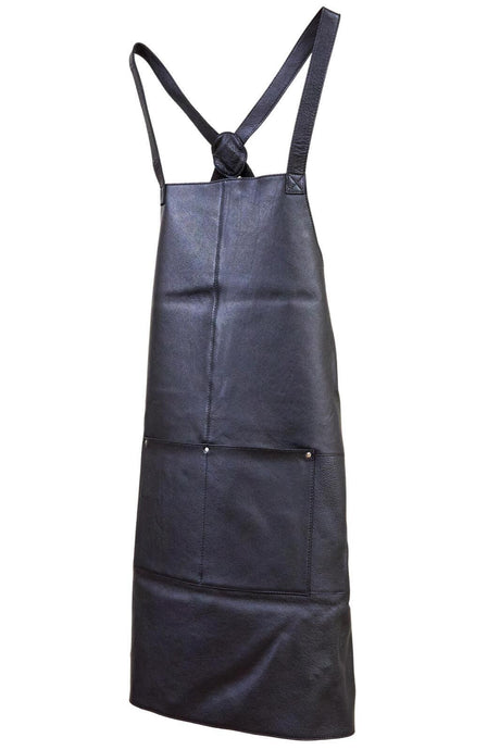 Pierre Cardin Professional Leather Apron Butcher Woodwork Hairdressing Barber Chef - Matte Black