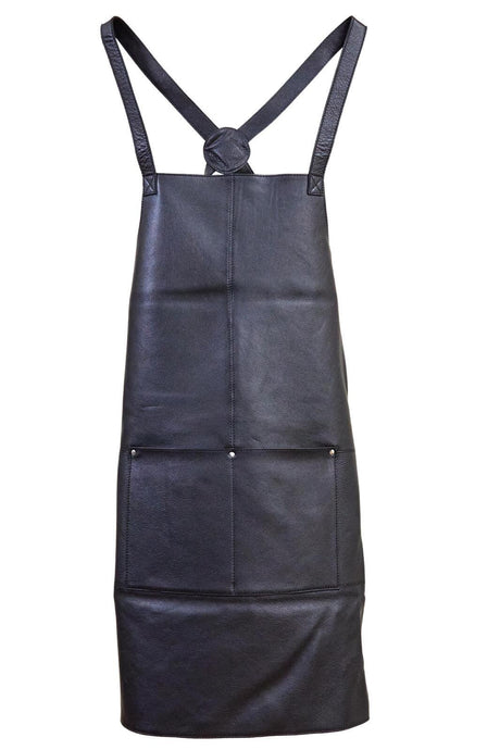 Pierre Cardin Professional Leather Apron Butcher Woodwork Hairdressing Barber Chef - Matte Black
