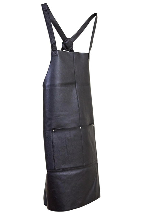 Pierre Cardin Professional Leather Apron Butcher Woodwork Hairdressing Barber Chef - Matte Black