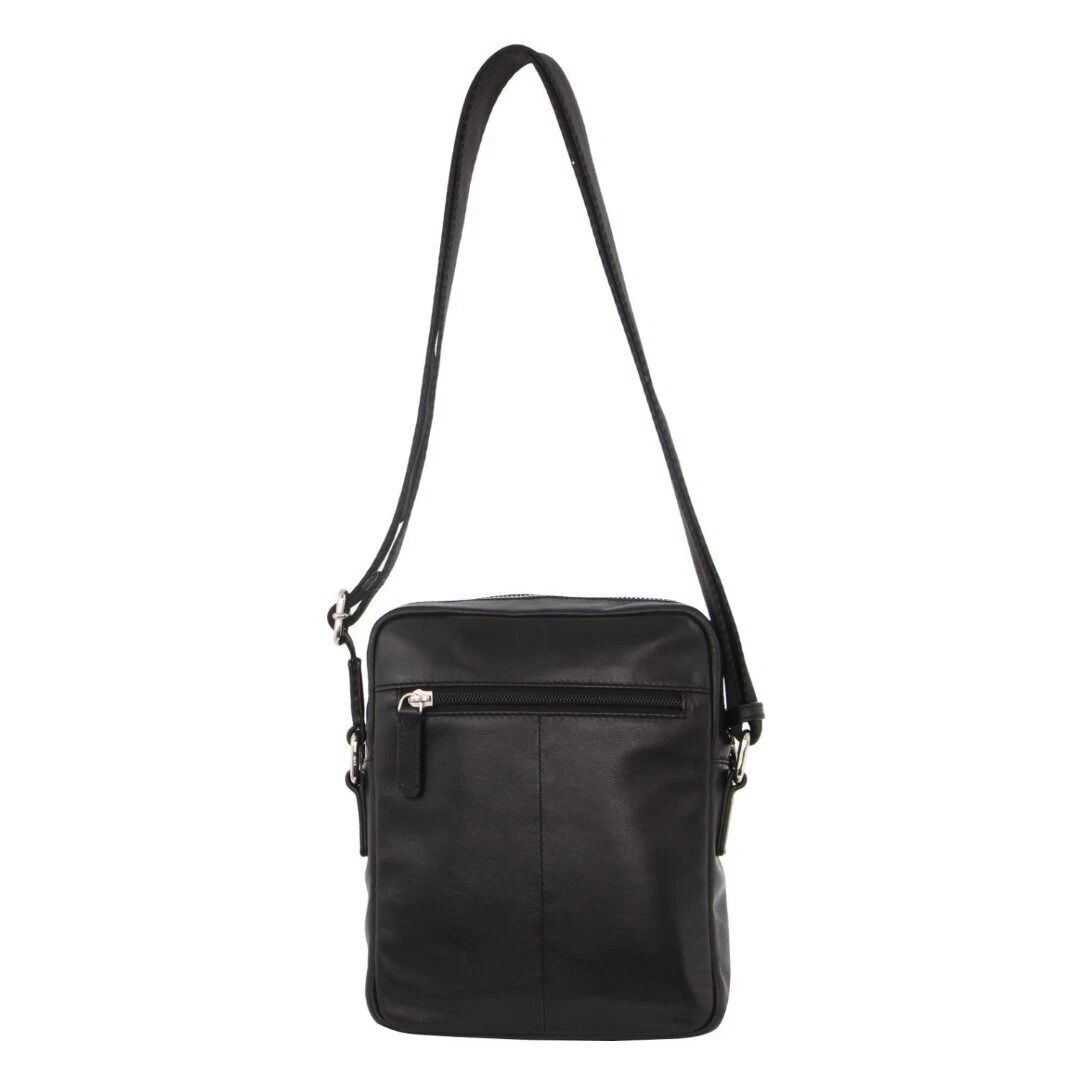 Pierre Cardin Leather Business Bag & Organizer Crossbody Bag Set - Black