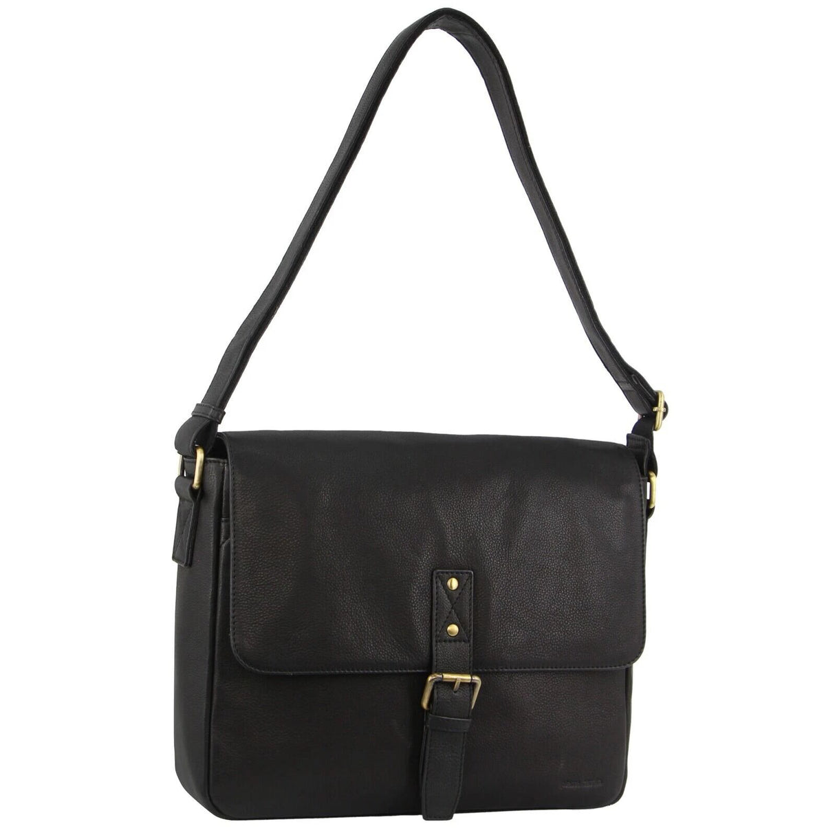 Pierre Cardin Leather Business Bag & Organizer Crossbody Bag Set - Black