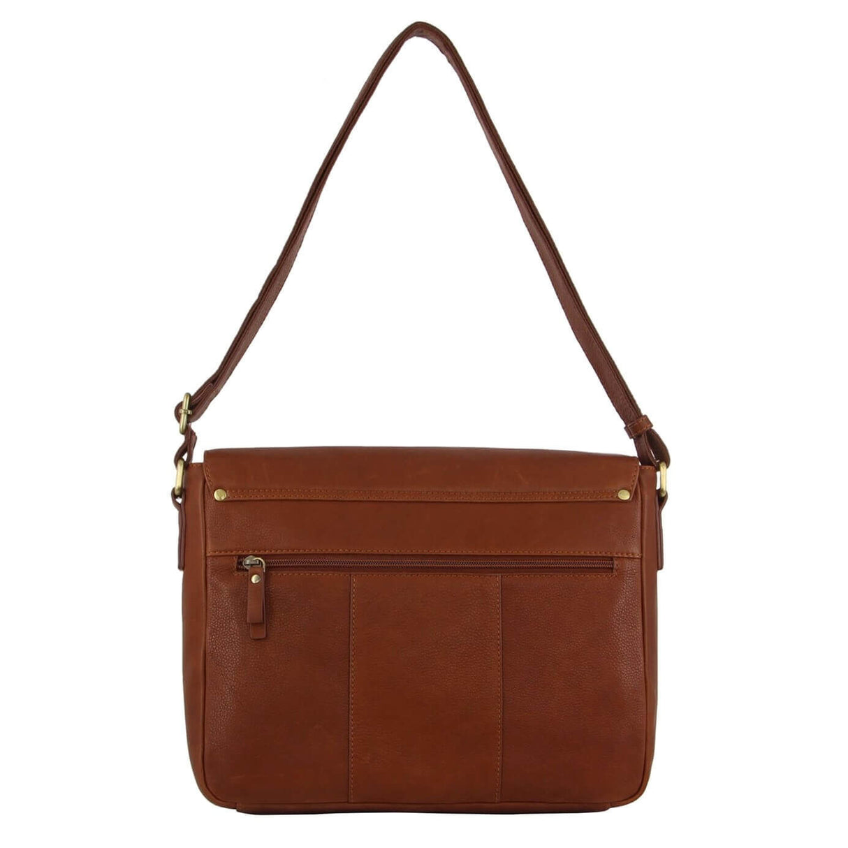 Pierre Cardin Leather Business Bag in Dark Tan with Laptop/Computer Sleeve