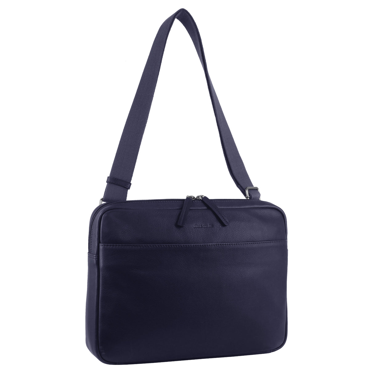 Pierre Cardin Mens Leather 13" Laptop Computer Bag - Navy