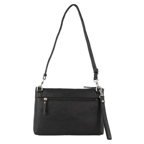 Pierre Cardin Womens Crossbody/Clutch Leather Bag in Black