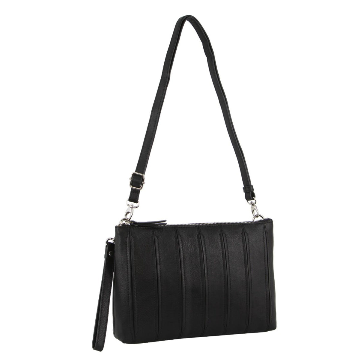 Pierre Cardin Womens Crossbody/Clutch Leather Bag in Black