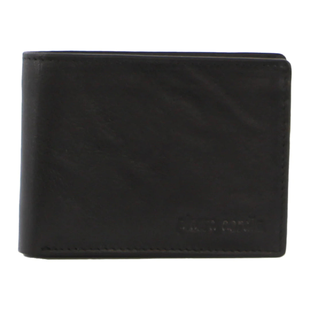 Pierre Cardin Mens Leather Wallet Bi-Fold RFID Credit Card Slots Flap - Black