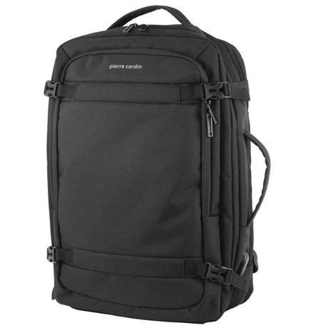 Pierre Cardin Mens Travel & Business 24L Backpack with Built-in USB Port - Black