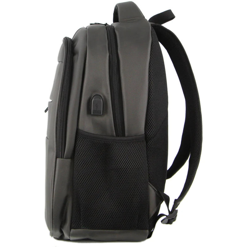 Pierre Cardin Mens Travel & Business Backpack with Built-in USB Port - Dark Grey