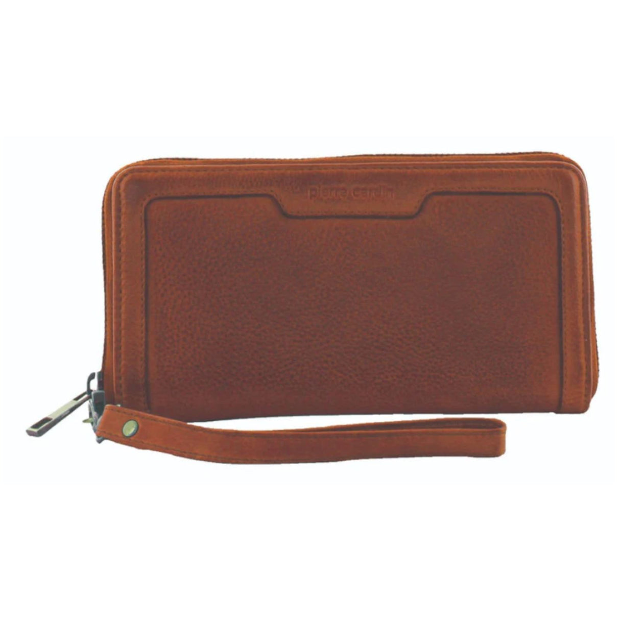 Pierre Cardin Womens Leather Zip Around Wallet - Cognac (w/ Wristlet)