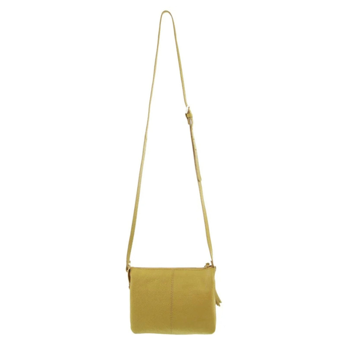Pierre Cardin Leather Crossbody Bag Tassel Triple Compartment Strap - Yellow