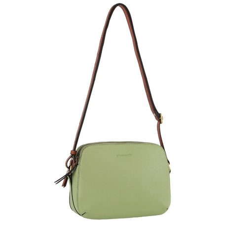 Pierre Cardin Leather Cross Body Bag - Dual Zip Shoulder Clutch - Jade Green