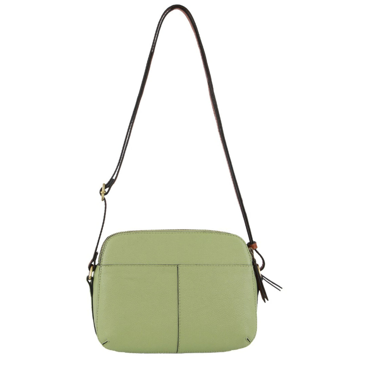 Pierre Cardin Leather Cross Body Bag - Dual Zip Shoulder Clutch - Jade Green
