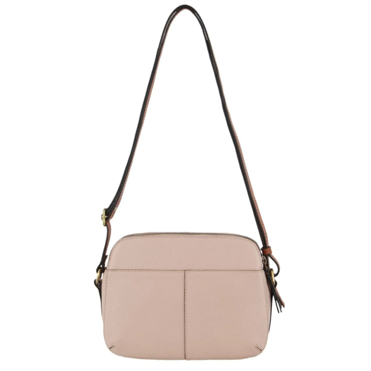 Pierre Cardin Leather Cross Body Bag - Dual Zip Shoulder Clutch - Nude