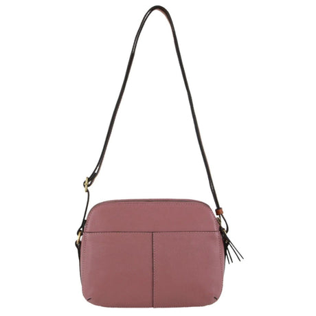 Pierre Cardin Leather Cross Body Bag - Dual Zip Shoulder Clutch - Rose