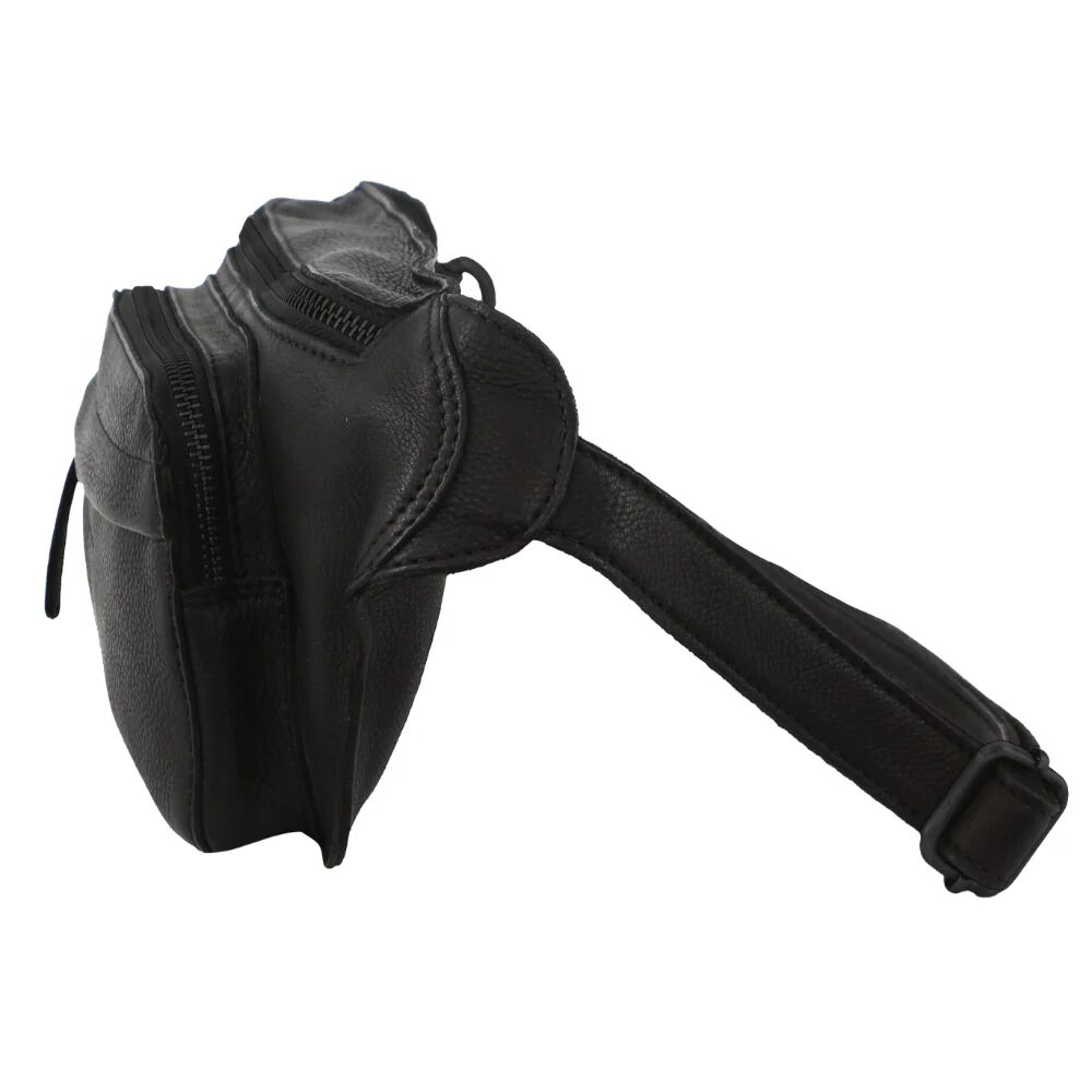 Pierre Cardin Mens Bum Bag Waist Pack Leather Travel Money Phone - Black