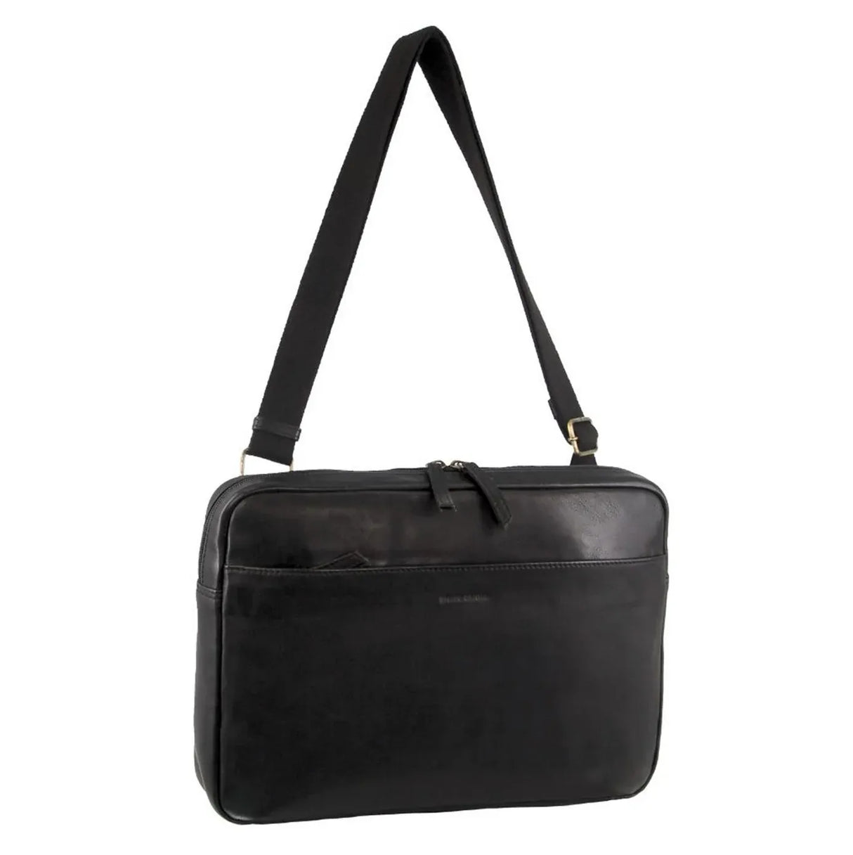 Pierre Cardin Mens Leather Business Laptop Comnputer Bag in Black