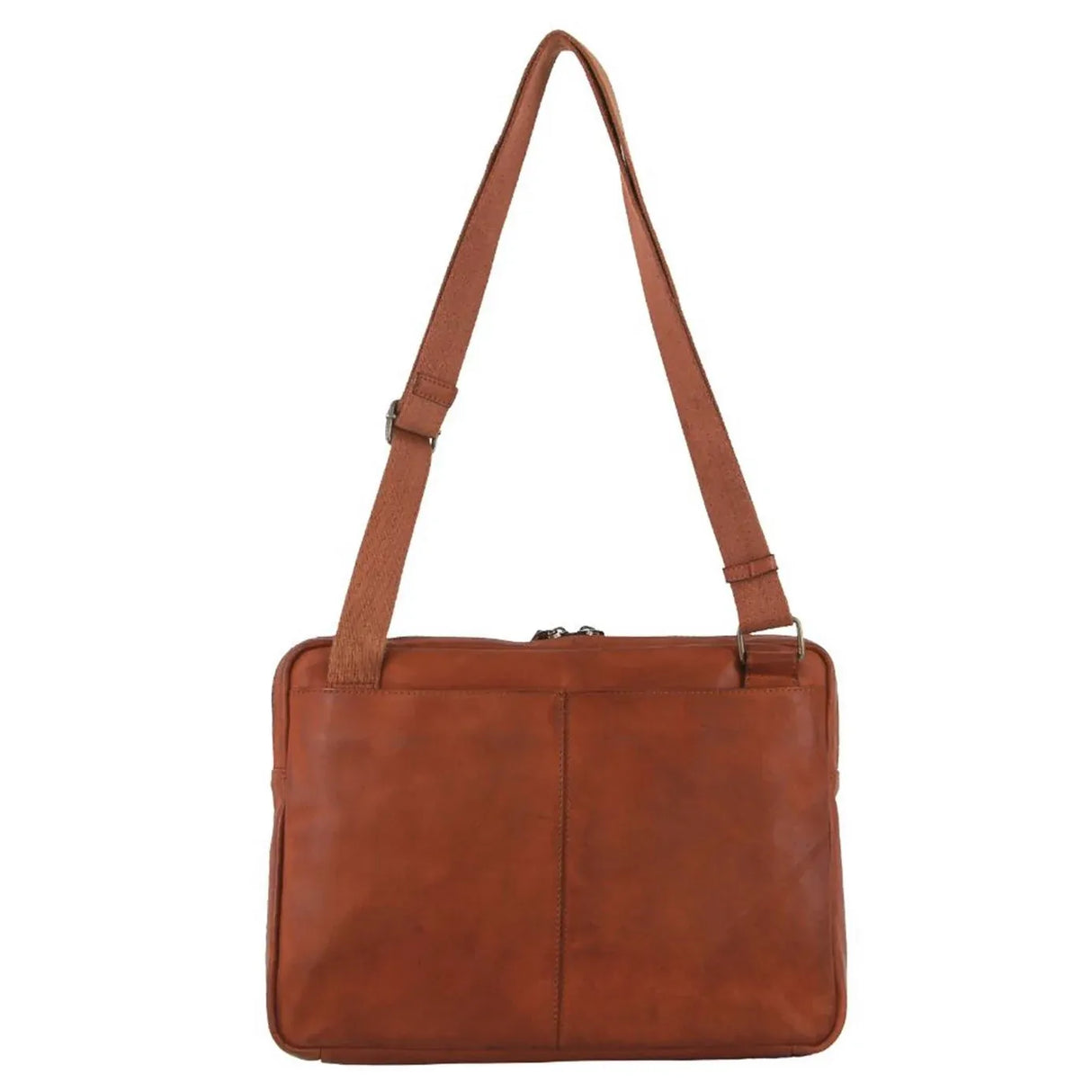 Pierre Cardin Mens Italian Leather Business Computer Laptop Bag in Cognac