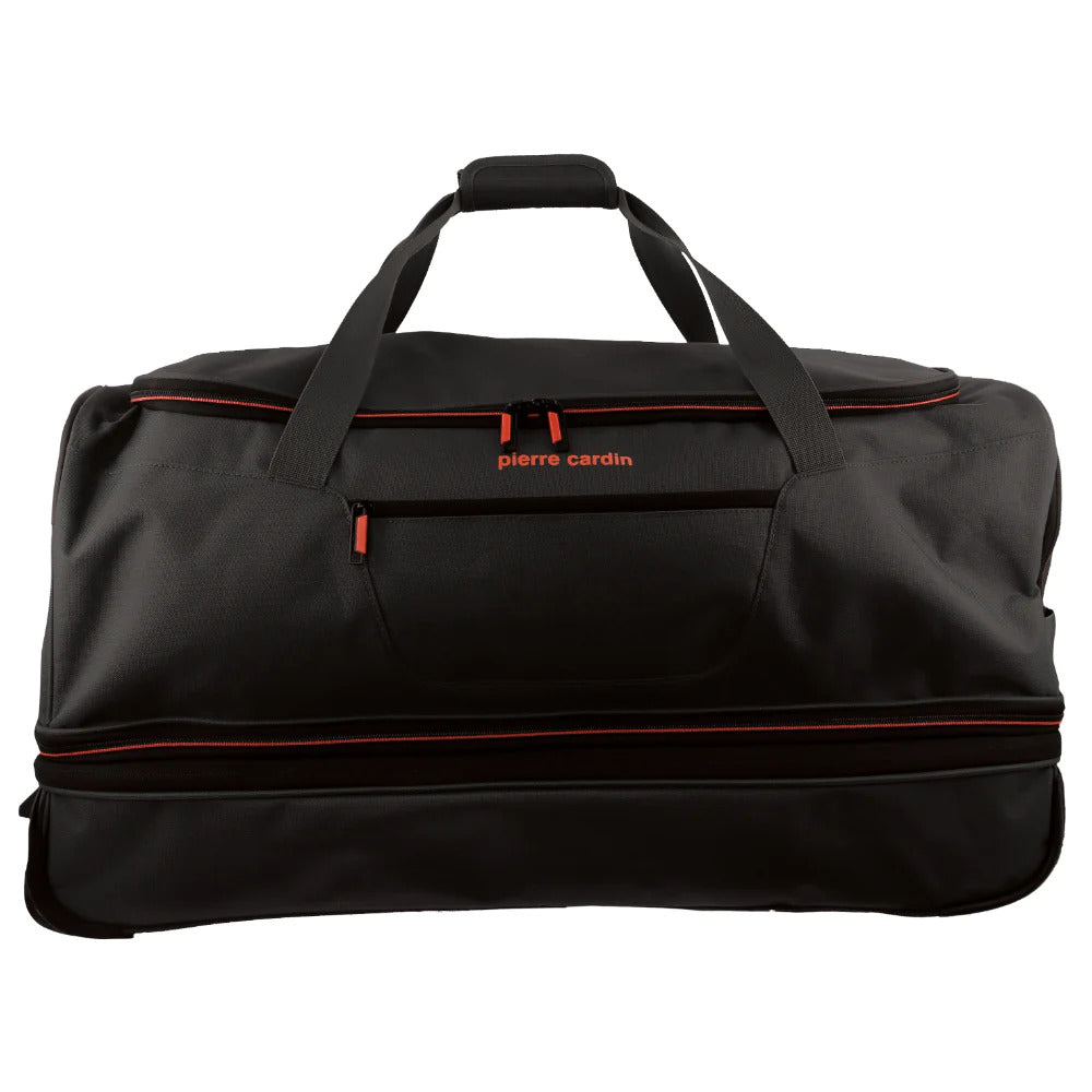 140L Pierre Cardin Trolley Bag Medium Soft Travel Luggage Wheeled Duffle - Black