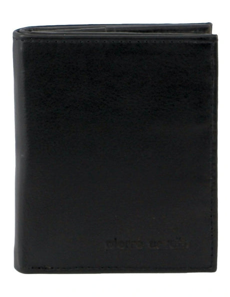 Pierre Cardin Mens Slim Bi-Fold Leather Wallet Rustic w/ RFID Protection in Black