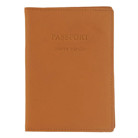 Pierre Cardin Leather Passport Wallet Cover in Apricot Orange
