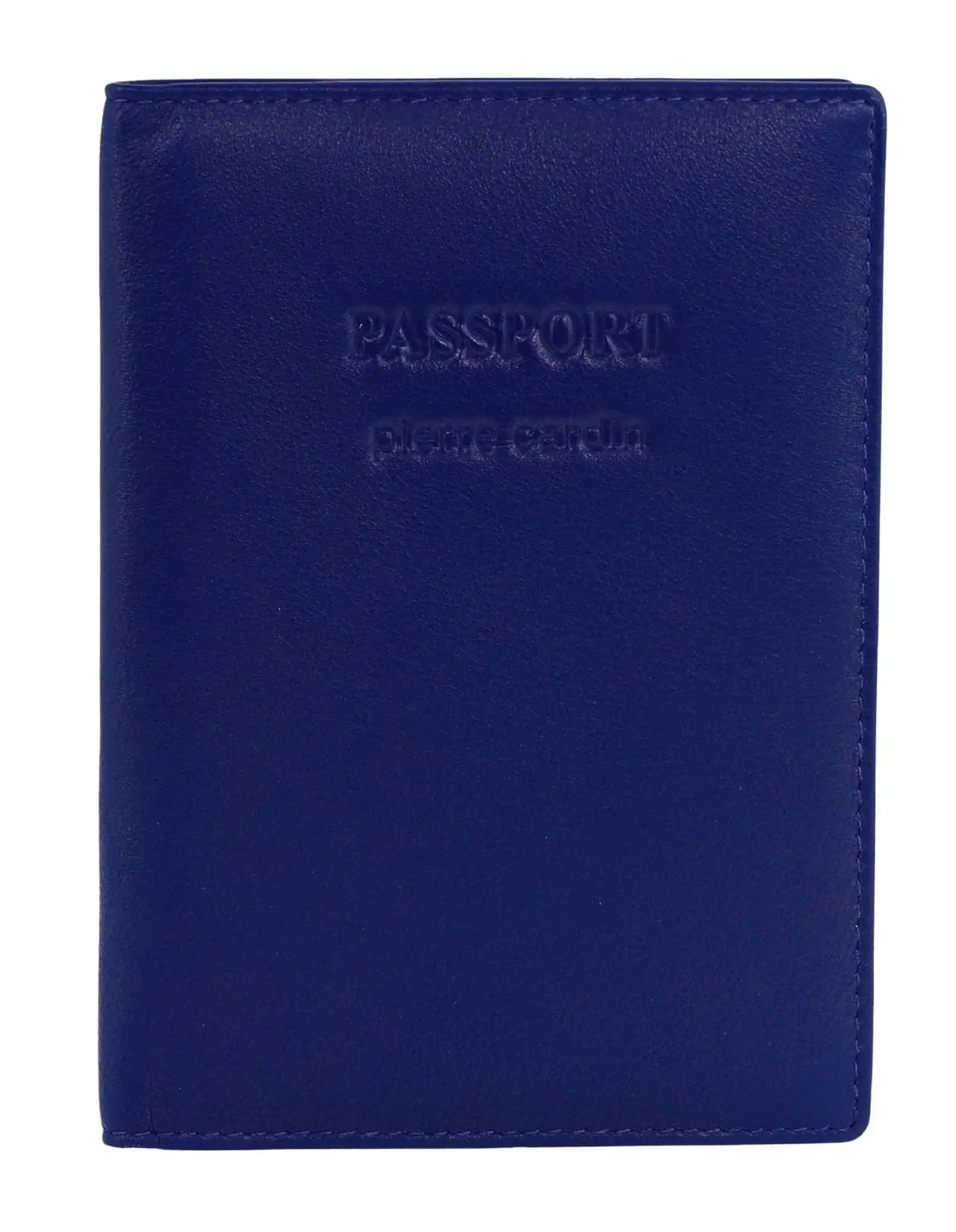 Pierre Cardin Leather Travel Passport Cover - Blue (Slim RFID Blocking Holder)