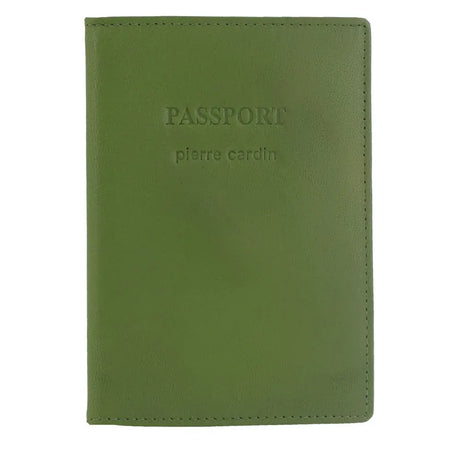 Pierre Cardin Leather Passport Wallet Cover in Leaf Green