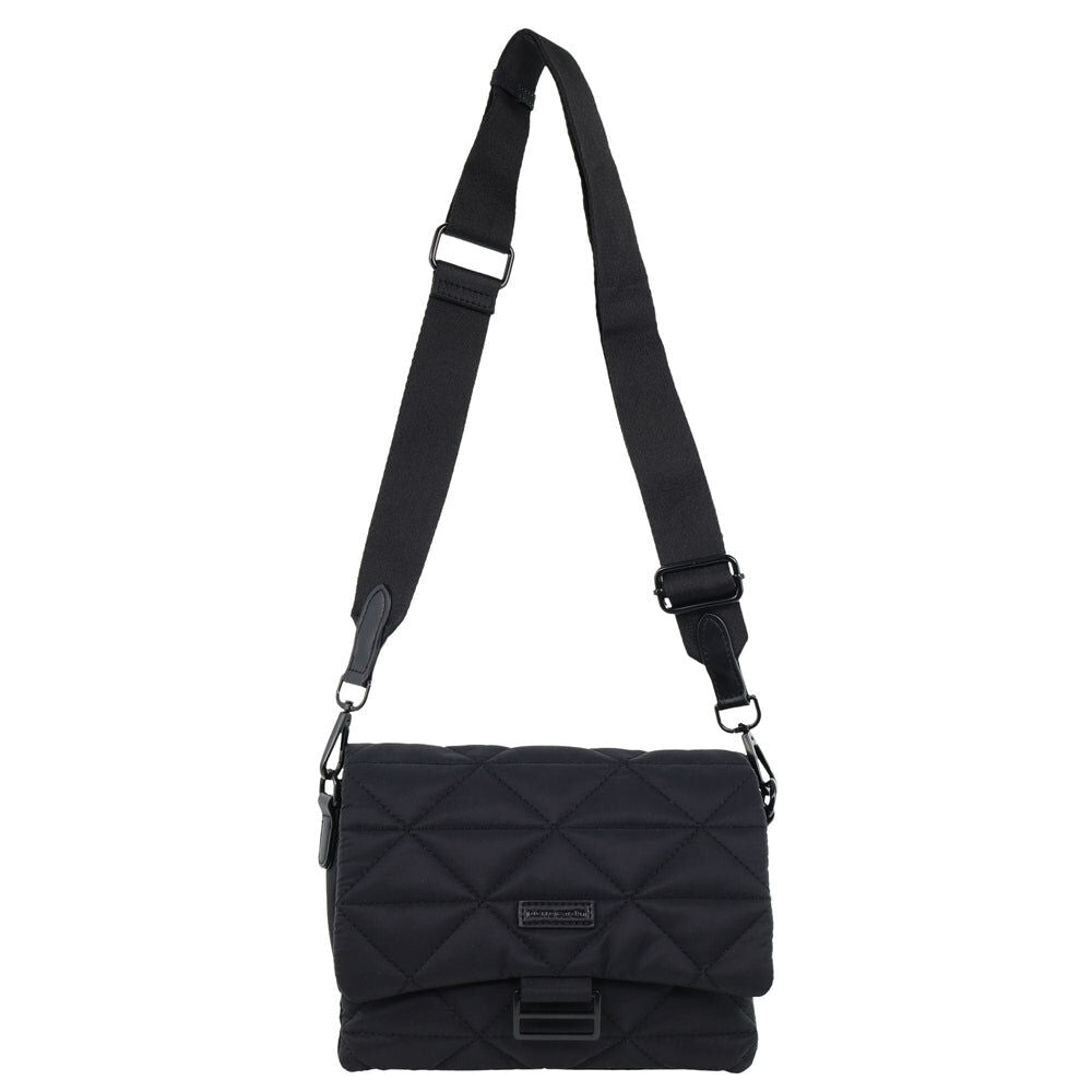 Pierre Cardin Ladies Nylon Quilted Textured Crossbody Bag - Black