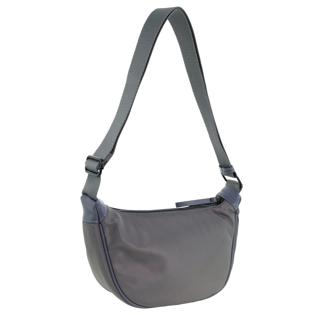 Pierre Cardin Ladies Nylon Crescent Quilted Crossbody Bag - Grey