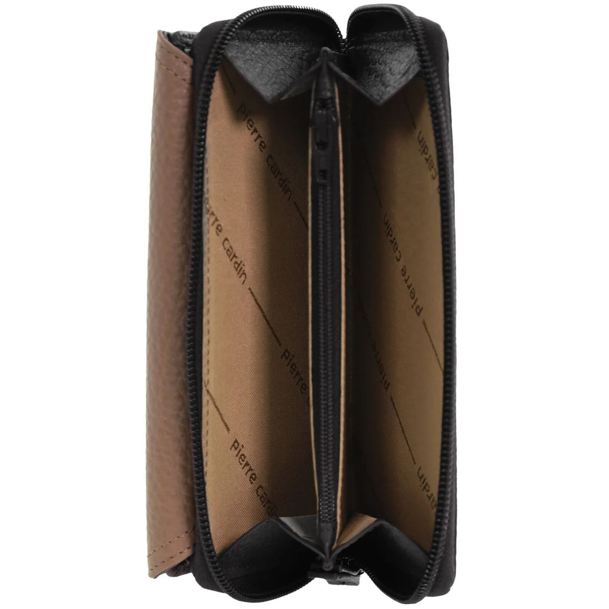 Pierre Cardin Ladies Tri-Fold Tab Wallet - Black/Taupe