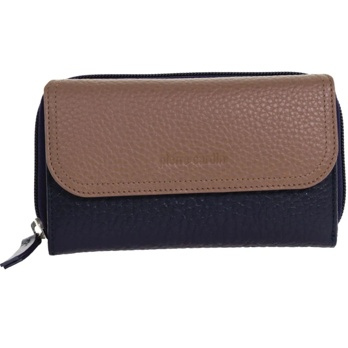 Pierre Cardin Ladies Tri-Fold Tab Wallet - Navy/Taupe