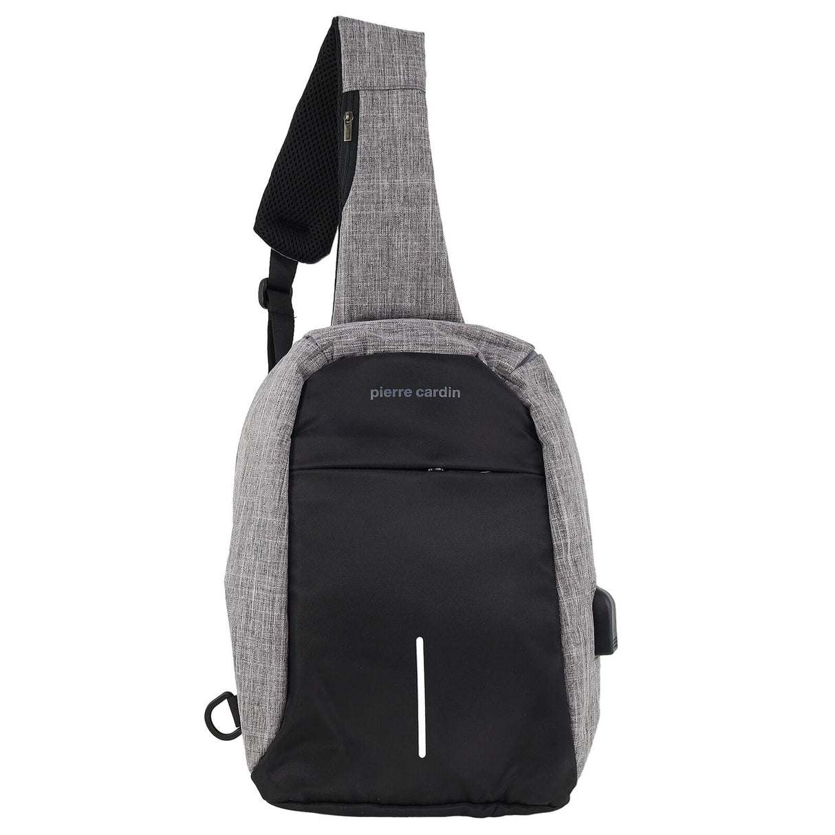 Pierre Cardin Mens Nylon Sling Bag - Grey/Black