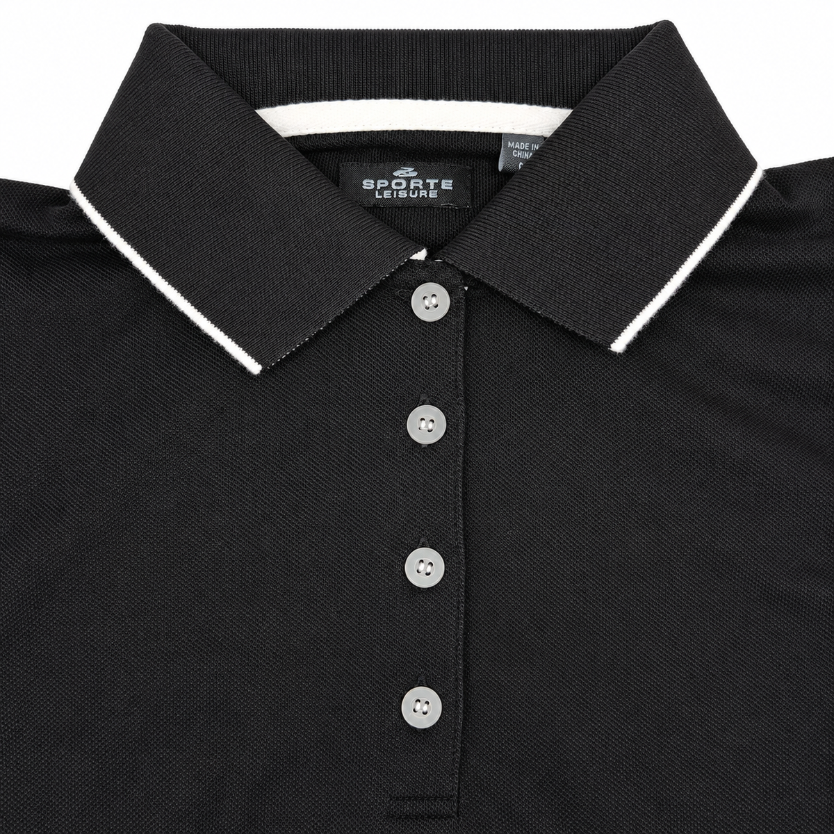 Sporte Leisure Womens "Duet" Short Sleeve Pique Polo Shirt in Black