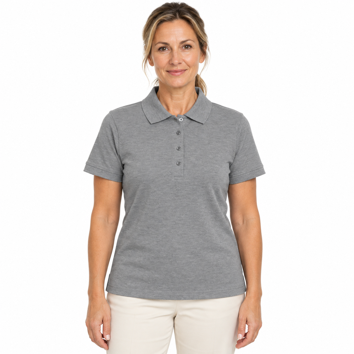 Sporte Leisure Womens "Sabb" Short Sleeve Pique Polo Shirt in Grey Marle