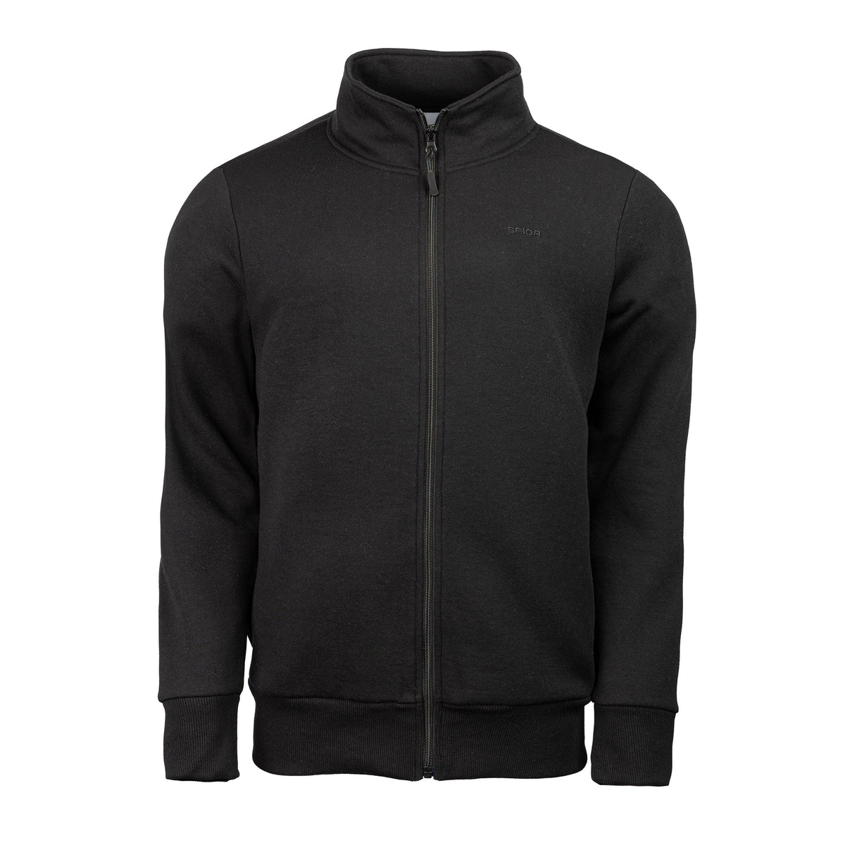 Sfida Perry Mens Fleece Full Zip Jacket - Black (Stand Collar Track Top) - BLACK